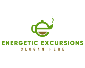 Tea Teapot Letter E logo design