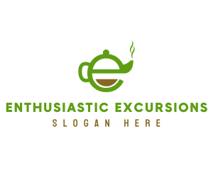 Tea Teapot Letter E logo design