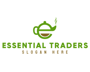 Tea Teapot Letter E logo design