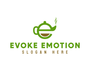 Tea Teapot Letter E logo design