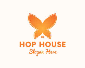 Gradient Butterfly House logo design