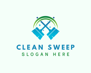 Housekeeper Broom Cleaning logo design