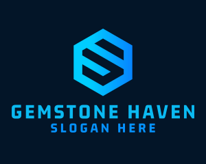 Techno Hexagon Letter S logo design