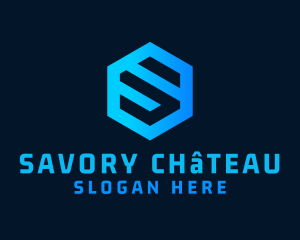 Techno Hexagon Letter S logo design