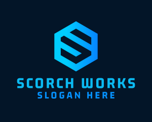 Techno Hexagon Letter S logo design