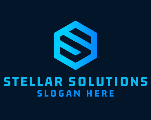 Techno Hexagon Letter S logo design