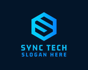 Techno Hexagon Letter S logo design