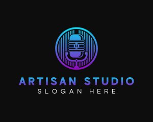 Podcaster Microphone Studio logo design