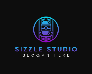 Podcaster Microphone Studio logo design