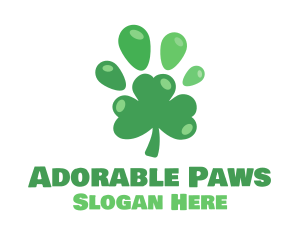 Paw Clover Leaf logo design