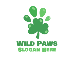 Paw Clover Leaf logo design