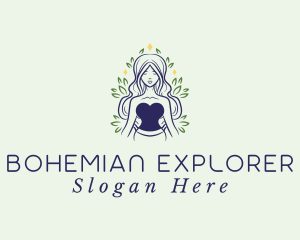 Bohemian Leaf Lady logo design