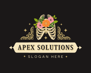 Floral Skeleton Ribcage logo design