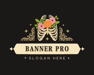 Floral Skeleton Ribcage logo design