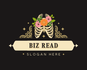 Floral Skeleton Ribcage logo design