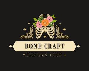 Floral Skeleton Ribcage logo design