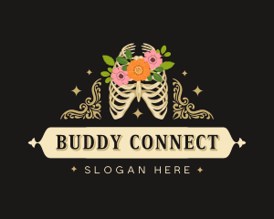 Floral Skeleton Ribcage logo design