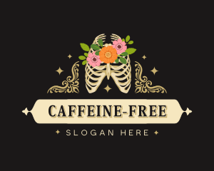 Floral Skeleton Ribcage logo design