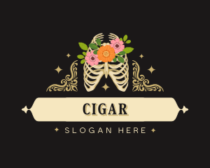 Floral Skeleton Ribcage logo design