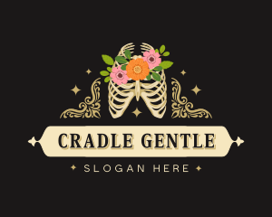 Floral Skeleton Ribcage logo design