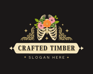 Floral Skeleton Ribcage logo design