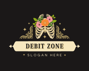 Floral Skeleton Ribcage logo design