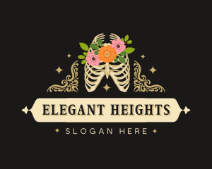 Floral Skeleton Ribcage logo design