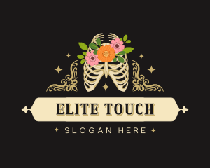 Floral Skeleton Ribcage logo design