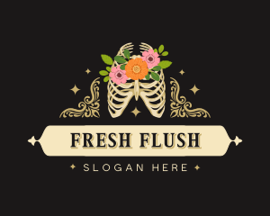 Floral Skeleton Ribcage logo design