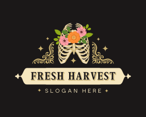 Floral Skeleton Ribcage logo design