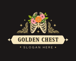 Floral Skeleton Ribcage logo design