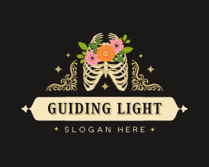 Floral Skeleton Ribcage logo design