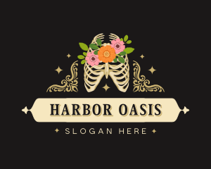 Floral Skeleton Ribcage logo design