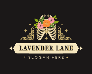 Floral Skeleton Ribcage logo design