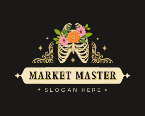 Floral Skeleton Ribcage logo design