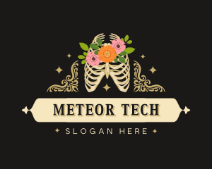 Floral Skeleton Ribcage logo design