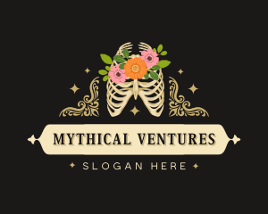 Floral Skeleton Ribcage logo design