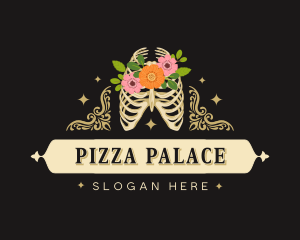 Floral Skeleton Ribcage logo design