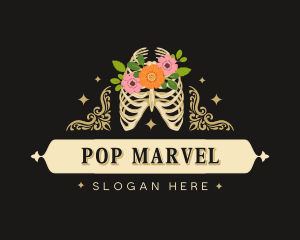 Floral Skeleton Ribcage logo design