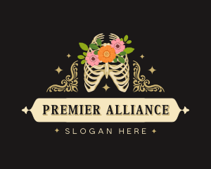 Floral Skeleton Ribcage logo design