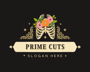 Floral Skeleton Ribcage logo design