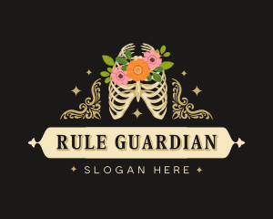 Floral Skeleton Ribcage logo design