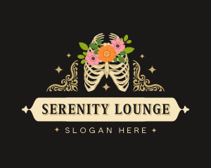 Floral Skeleton Ribcage logo design