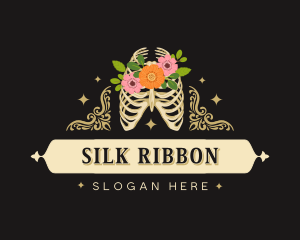 Floral Skeleton Ribcage logo design