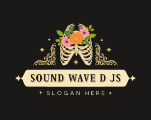 Floral Skeleton Ribcage logo design