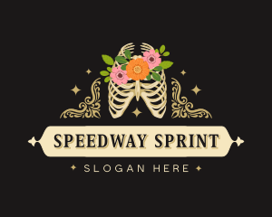 Floral Skeleton Ribcage logo design