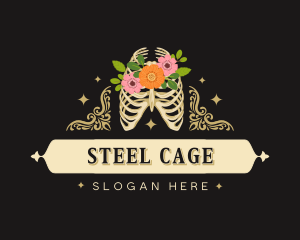 Floral Skeleton Ribcage logo design