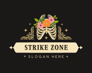 Floral Skeleton Ribcage logo design