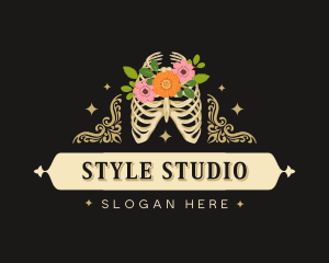 Floral Skeleton Ribcage logo design