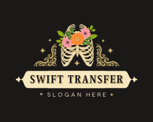 Floral Skeleton Ribcage logo design